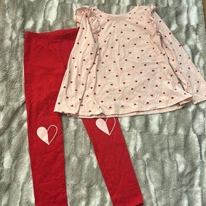 Cat & Jack &  Lily & Dan Girls Heart Print Outfit & Leggings Perfect for VDay